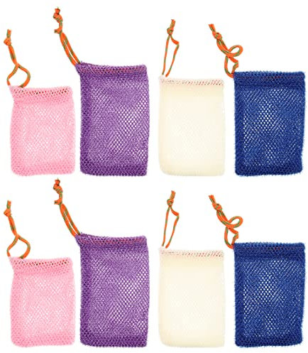 Beavorty 8stücke Seifentasche Aus Netz Mit Seifensparbeutel Peelingnetze Für Bad Und Dusche Wiederverwendbar Tragbar Umhüllt Seife Mit Reichlichem Schaum