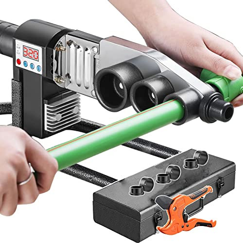 ERNP Máquina de Soldadura por fusión de tuberías, máquina de Soldadura por fusión de Tubos de plástico, con/Tijeras + Kit de Caja, para soldar (20-32 mm/20-63 mm) tuberías Ppr/PE/PP,63#