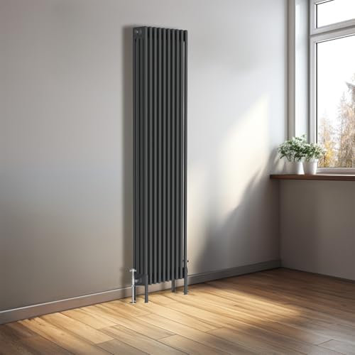 NRG 1800x470mm Anthracite Traditional Cast Iron Style Four Column Vertical Radiator