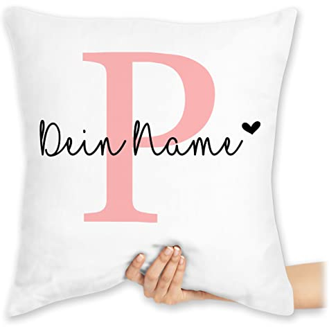 Kissen 40x40 Zierkissen - Initialen - Buchstabe Anfangsbuchstabe - 40 x 40 cm - Weiß - buchstabenkissen Buchstaben p personalisiertes personalisierte anfangsbuchstaben großeltern Name für
