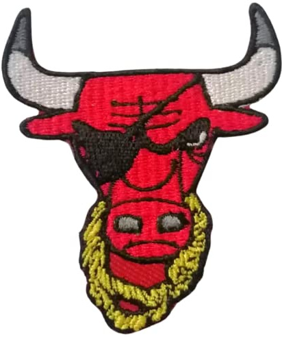 Angry Bull Gesicht mit Augenklappe Kunst Kleidung Abzeichen zum Aufbügeln Aufnähen Patch Applikation