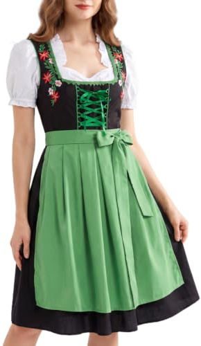 Scarlet Darkness Women's Embroidered 3 Piece Oktoberfest Dirndl Dress Set