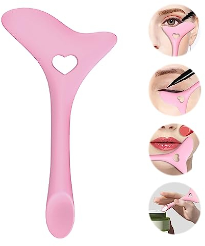 IOSPKKIO® Pochoirs pour eye-liner - Embouts d'aile en silicone - Rouge à lèvres multifonction - Crème pour le visage - Outil réutilisable en silicone (rose)