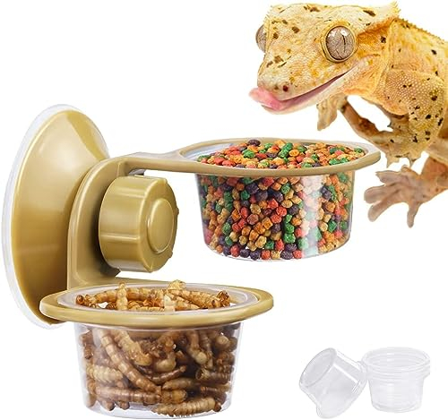 LATRAT Gamelle pour reptiles - Gamelle pour reptiles - Gamelle à boire - Support de gamelle avec ventouse - Pour terrarium et reptiles - Double lavabo