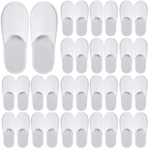 Hestya 36 Pairs Spa Slippers Multipack Disposable White Slipper Velvet Closed Toe for Women Men Guest Home Travel Hotel Party