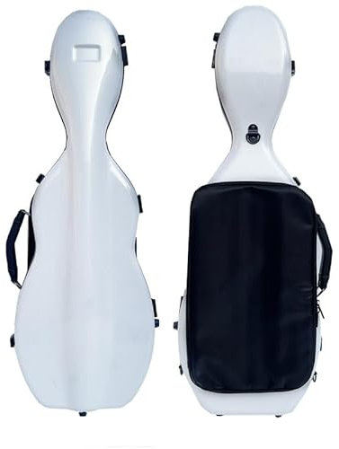 LANDTOM Custodia per violino 4/4 in fibra di carbonio con doppia tracolla, resistente alla pressione e all'usura, trasportabile ad aria, con borsa per spartiti musicali (bianco)