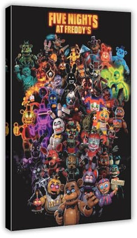 Five Nights at Freddy's Poster 10 Leinwand Poster Schlafzimmer Dekor Sport Landschaft Büro Zimmer Dekor Geschenk Rahmen Stil 20 x 30 cm