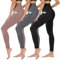 TNNZEET 3er Pack Leggings Damen High Waist Schwarz Leggins Blickdicht für Sport Gym(Schwarz/Dunkelgrau/Hautfarbe-mit Taschen,S-M)
