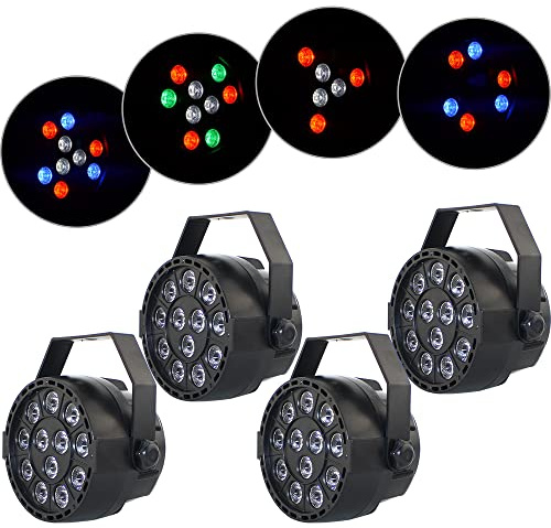 Loobiiny Jeu De Lumiere 4x15w LumièRe De DiscothèQue Rgbw Led Par Stroboscope Disco Avec Musique ContrôLéE Projecteur Laser Exterieur Jeu De Lumiere Soiree Dj Lunette LuminothéRapie