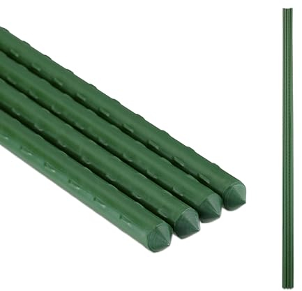 Relaxdays Pflanzstäbe, 10er Set, 110 cm, Ø 10 mm, kunststoffummantelter Stahl, Rankhilfe für Pflanzen, Rankstäbe, grün