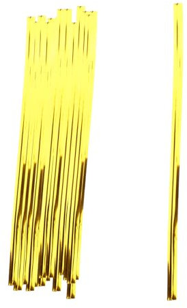 GroveEss 100PCS Gold Twist Ties-Metallic Twist Ties Reusable Bread Bags Ties Present Supplies for Baking Candy Coffee Goodie Bags Snacks Party Gift Bags Craft Making