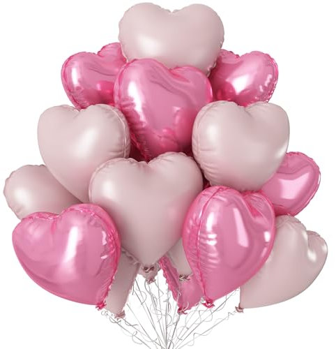 Light Pink Heart Ballloons,18 Inch Pastel Baby Pink Helium Foil Love Heart Shaped Balloons for Bridal Wedding Engagement Party Anniversary Birthday Baby Shower Valentines Day Decorations