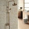 Antique Brass Thermostatic Shower Mixer Set with Rainfall Shower Head Retro Style Bathroom Shower Column Set 20.3 cm Shower Heads