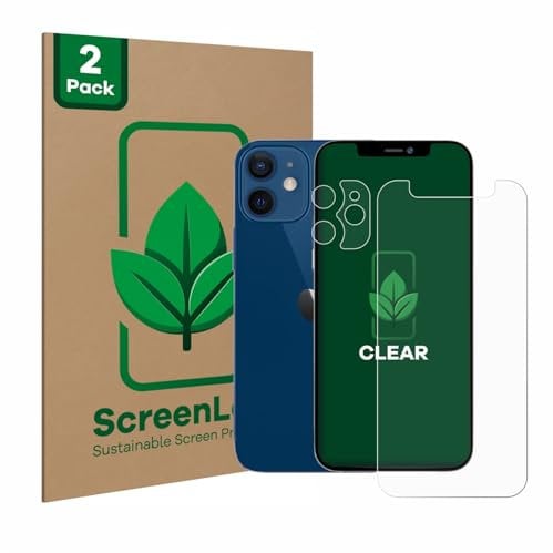 ScreenLeaf (2 Stück Schutzfolie für Apple iPhone 12 mini (Display+Kamera) [nachhaltiger Displayschutz, Folie, transparent, kratzfest]