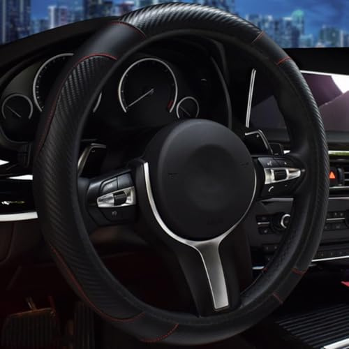 Leder Lenkradabdeckung für Opel Astra H 2004-2010, Auto Lenkradbezug Anti-rutsch Atmungsaktives LenkradhüLle Mode Weiche Lenkradbezug,Black