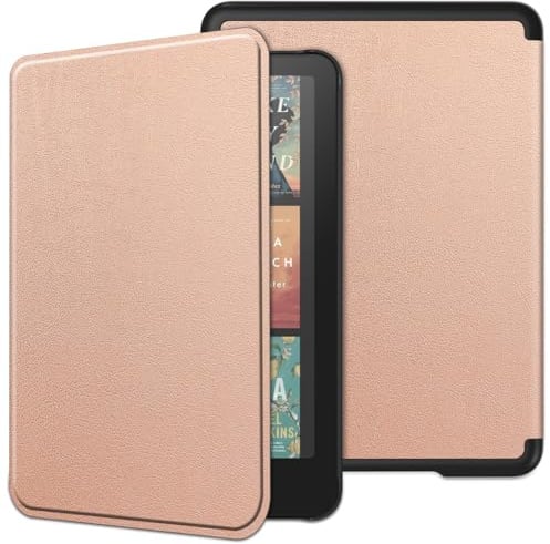 Kepuch Custer Coque pour Kindle Paperwhite 12th 2024, Paperwhite Signature Edition 12th, Colorsoft Signature Edition 1st,PU-Cuir Étui Housse - Rose Or