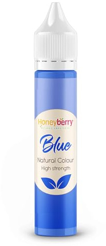 HONEYBERRY Colorant Alimentaire Naturel Liquide – Teinture Concentrée Peinture Comestible pour Glaçage, Pâte à Sucre, Crème au Beurre, Boissons – Sans Additifs Artificiels (Bleu, 30ml)