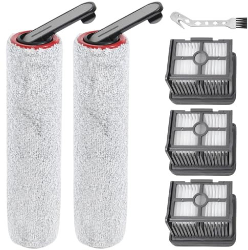 KiimSin Cepillos Rodillo + Filtros Accesorios para Dreame H12 Pro Ultra / H13 Pro Repuestos de Aspirador en Seco y Húmedo, 2 Cepillos Rodillo + 3 Filtros Hepa + 1 Cepillo