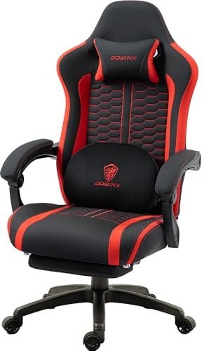 Dowinx Gaming Stuhl mit Heizmassage & Fußstütze, Großer Ergonomischer Bürostuhl mit Lordosenstütze und Taschenfederkissen, 160kg Belastbarkeit, Schreibtischstuhl für Erwachsene