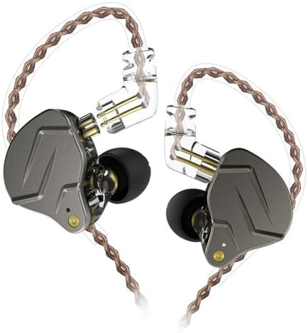 Zymoplas KZ ZSN PRO Auricolari cablati da 3,5 mm con microfono Auricolari sportivi da gioco HiFi Cuffie con tecnologia ibrida per telefoni cellulari, Grigio regolare
