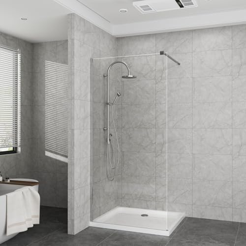 INMOZATA Transparent Shower Enclosure,Easy Clean Tempered Glass Walk in Shower Screen Panel with Support bar for Walk in Shower Cubicle，800mm *1900mm