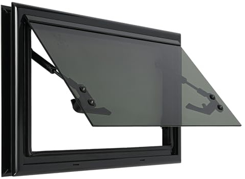 Rechteckig Externes Push Fenster für Wohnwagen Van Camper,0-85° RV Seitenfenster Ausstellfenster Wohnmobilfenster mit Fliegengitter und Verdunklung,Sonnenschutz,Dicke 33 mm (52.54*32.54cm)