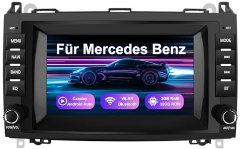 Junsun Autoradio für Mercedes A-Class W169 B-Class W245 Viano Vito W639 Sprinter W906 | Android 12 | 8 Zoll Touchscreen | 2GB RAM + 32GB ROM | CarPlay & Android Auto | Bluetooth