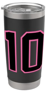 Fanático del equipo deportivo número 10 rosa Vaso térmico de acero inoxidable de doble pared