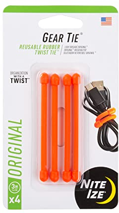 Nite Ize GT3-4PK-31 Original Gear Tie Bright Orange Made in The USA, 3-4-Pack