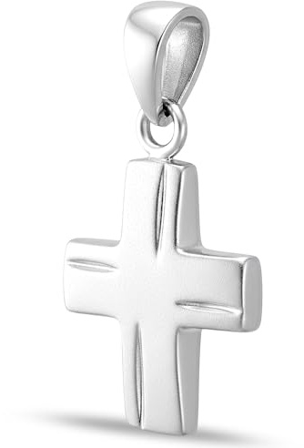 Vinani Damen Kreuz Anhänger 925 Sterling Silber diamantiert mattiert AKM-EZ | mattiert, facettenreiche Oberfläche, symbolischer Halsschmuck, Geschenkidee, für Alltag, Taufe, Kommunion, Konfirmation