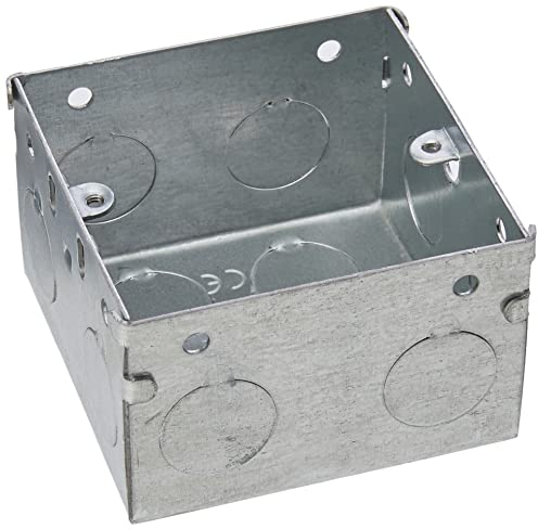 Merriway BH04061 47mm (1.7/8 inch) Depth Single 1-Gang Metal Flush Mount Back Pattress Box , Grey