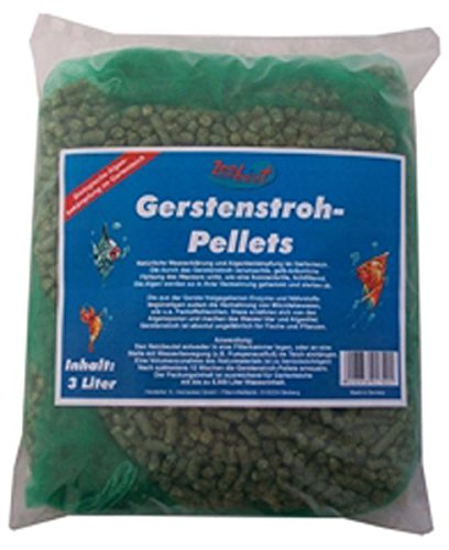 Zoobest Gerstenstroh Pellets 3 Ltr. inkl. Netzbeutel - Algenbekämpfung Pellets für Frischwasserumgebungen - Aquarienfilter, Algenkontrolle - 3 Ltr.