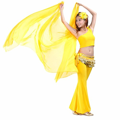 Best Dance Großer Chiffon-Schleier für Damen, mit goldfarbenem Rand, gelb, One size