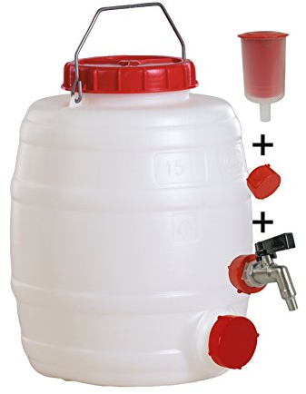 Graf Getränkefass Rund 15 Liter Messing Auslaufhahn 1/2 mit Gärspund