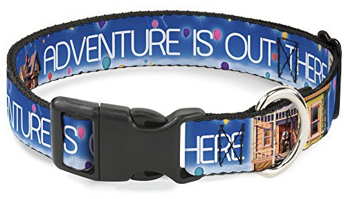 Buckle Down Adventure Is Out There/Carl On Porch/Flying House/Balloons Plastic Clip Collar, Large/15-26