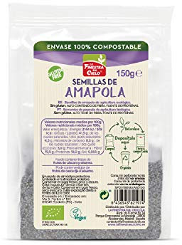 La Finestra Sul Cielo Semillas de amapola pulidas bio, envase compostable- La Finestra sul Cielo - 150g (Caja 6 uds - Total: 900g)