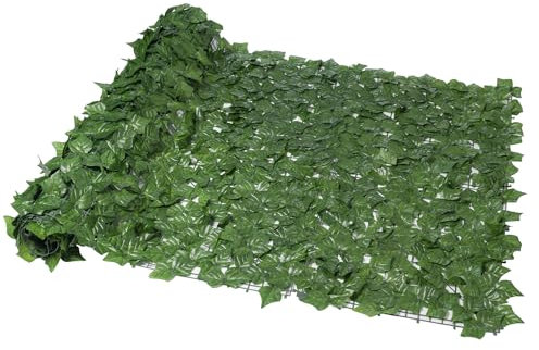 Floralcraft® Artificial Ivy Leaf Hedge Roll Plastic Privacy Fence Screening 1m high x 3m length, Green