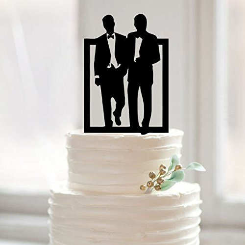 Gay cake topper for modern wedding,wedding cake topper silhouette,unique cake topper for men gift