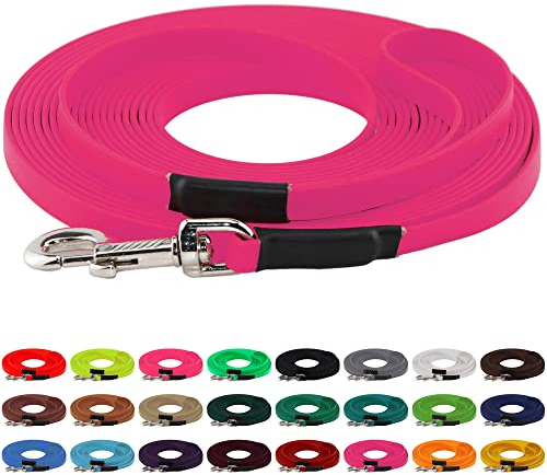LENNIE BioThane Schleppleine, 13mm, Hunde 15-25kg, 15m lang, mit Handschlaufe, Magenta, genäht