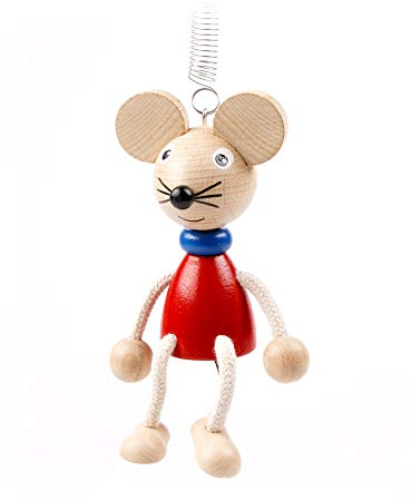 Brink Holzspielzeug Schwingfigur rote Maus – Handgefertigte Dekoration aus Holz