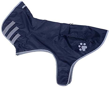 Petface Showerproof Fold Away Dog Rain Jacket, Navy Blue, 50cm