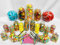 Truly Sweet Candy 19 Retro Empty Plastic Sweet Jars, 2 Scoops, 2 Tongs and 100 bags Buffet Kit, Sweet Table (Gold)