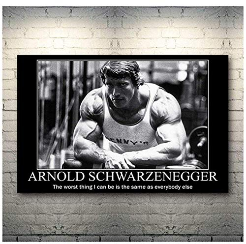 HHLSS Kunstwerk Malerei 50x70cm ohne Rahmen Arnold Schwarzenegger Bodybuilding Motivationsplakatdruck Gym Room Fitness Sportdruck auf Leinwand