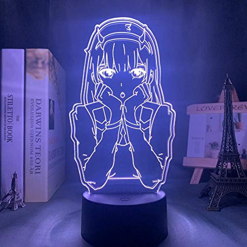 Anime 3d Lampe Zero Two Figure Illusionslicht Manga Geschenk LED Nachtlicht Liebling In der Franxx Kids Girls Schlafzimmer Dekor Licht-LL0_16 Farben mit Fernbedienung
