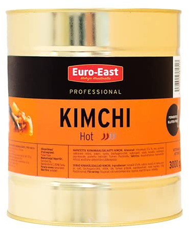 Euro-East Kimchi, Koreanisch Vegan und Glutenfrei eingelegter Chinakohl im koreanischen Stil, leicht Schärfe für europäischen Geschmack, Groß 1er pack (1x3000g)