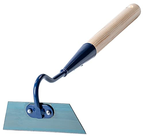 KADAX Gartenhacke aus Metall, Hacke mit Stiel aus Holz, Unkrauthacke zum lockern, lüften und jäten des Bodens, Gartenzubehör zum entfernen von Unkraut (W: 12cm, Trapezform, kurz)