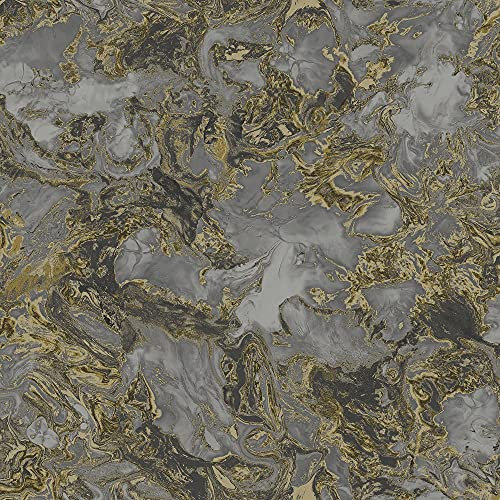 Debona Wallpaper 6362 Debona Liquid Marble Charcoal