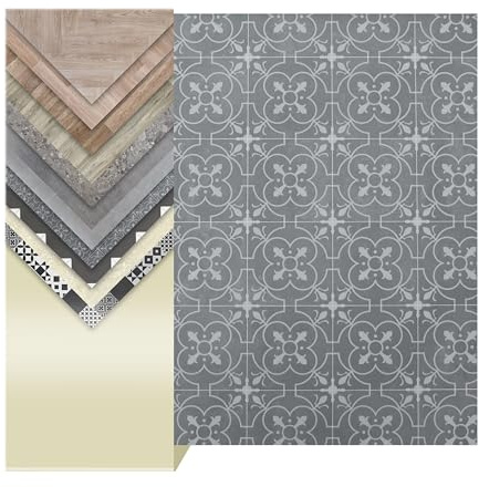 Primaflor PVC Boden Turvo | Fliese Grau-Weiß | 200x650 cm | Textilrücken, R10 und 2,5 mm Gesamthöhe; für Fußbodenheizung sowie Wohn-, Büro- und Feuchträume geeignet