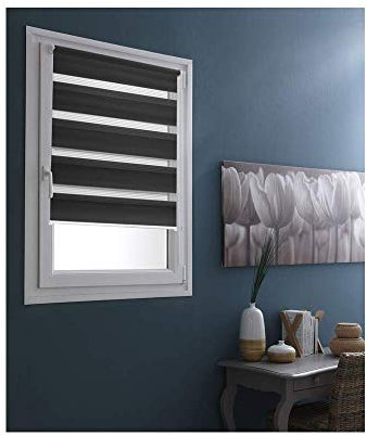 MADECOSTORE Lot de 2 Stores Jour Nuit Basiques - Gris - L40 x H100cm