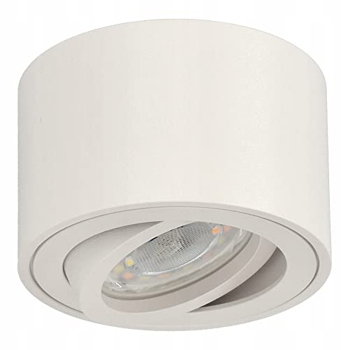 EDO Aufbauspot Weiß ZALDA OV Runde, Extra Flach Schwenkbar Deckenleuchte, Deckenspot - Ø80*50mm, 230V Deckenstrahler, Aufbaustrahler Aufputz, Spot für Wohnzimmer, Schlafzimmer, Küche